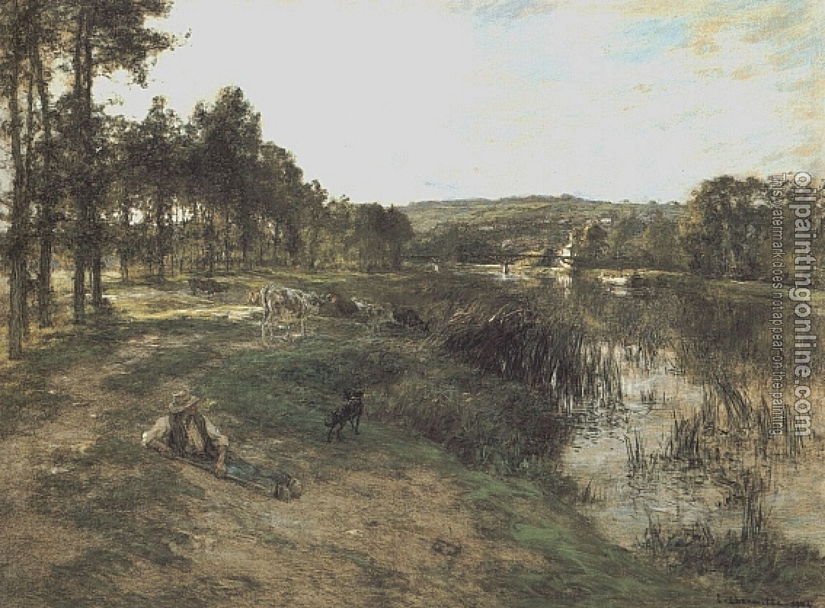 Lhermitte, Leon Augustin - Herd at the Edge of water